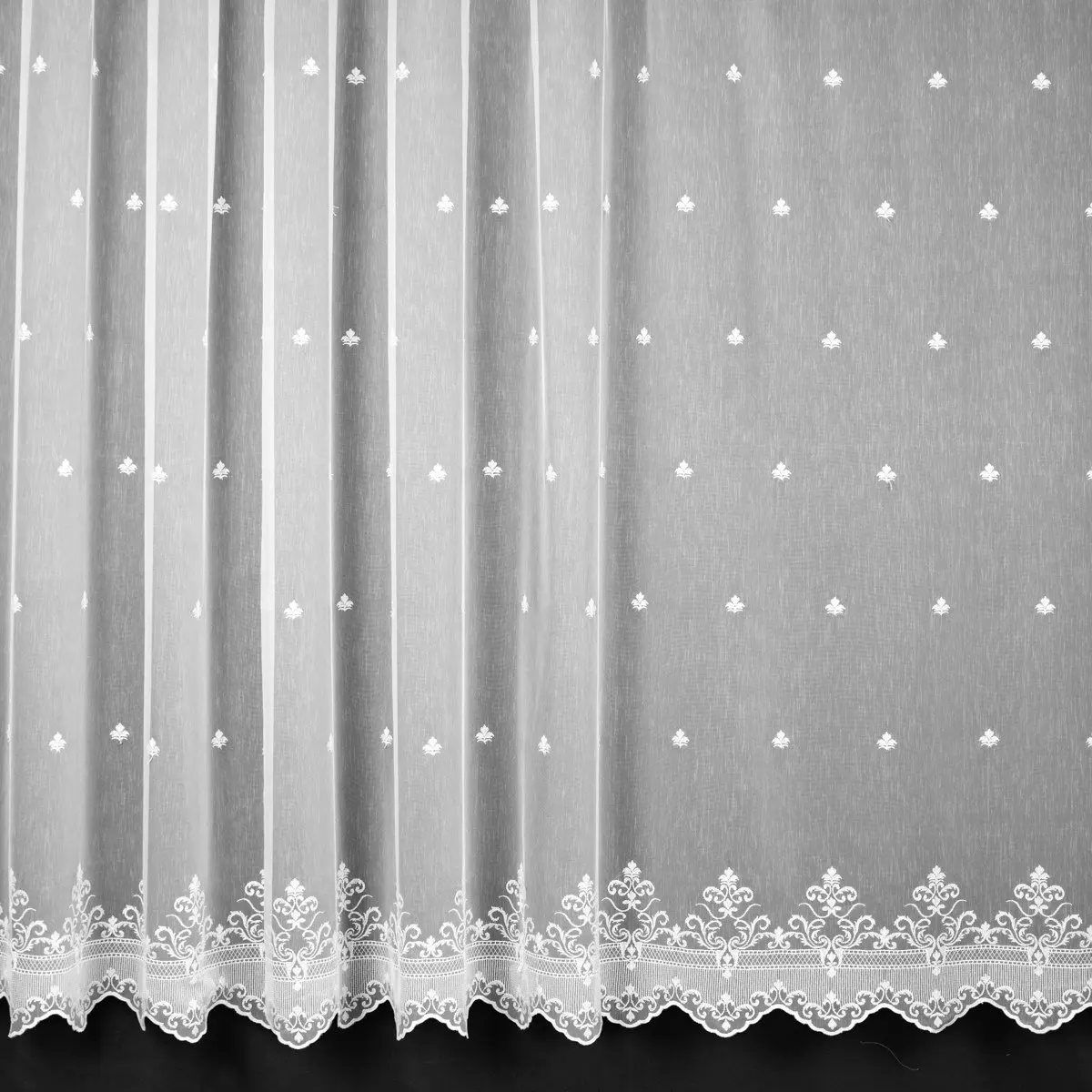 Forbyt organzová záclona 27018, vyšívané ornamenty, s bordurou, bílá, výška 160cm ( v metráži)