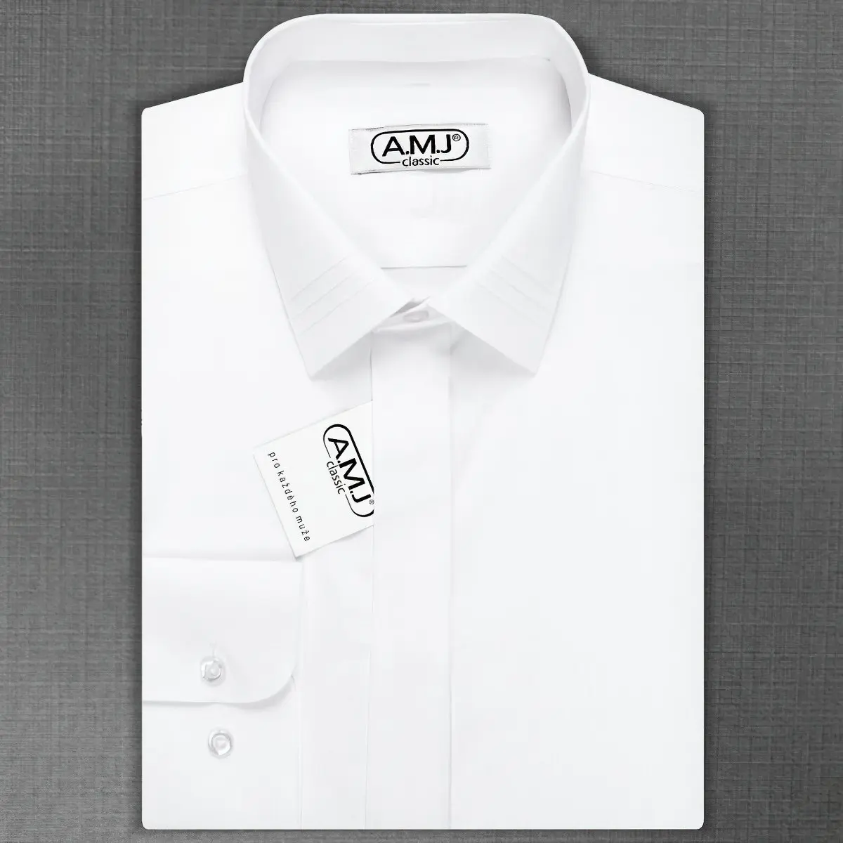 Pánská košile AMJ, bílá JDSA018SKL, dlouhý rukáv, slim fit, vel.