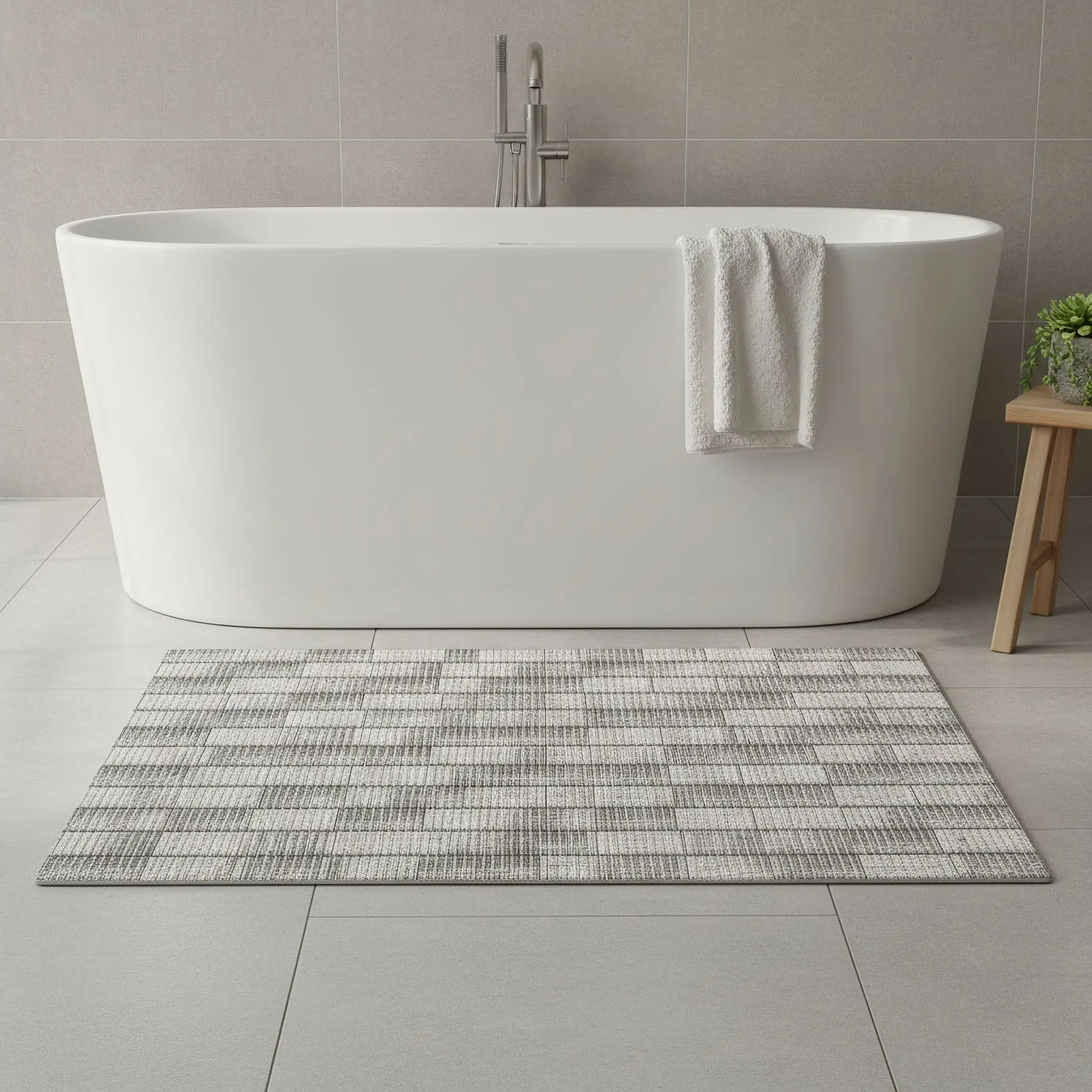 Pěnová předložka PVC AQUAMAT 443-3, dřevěná podlaha šedá, šíře 65cm (metráž)