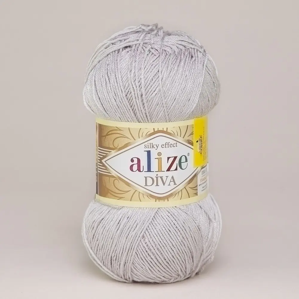 Pletací / háčkovací příze Alize DIVA 168 šedá, jednobarevná, 100g/350m