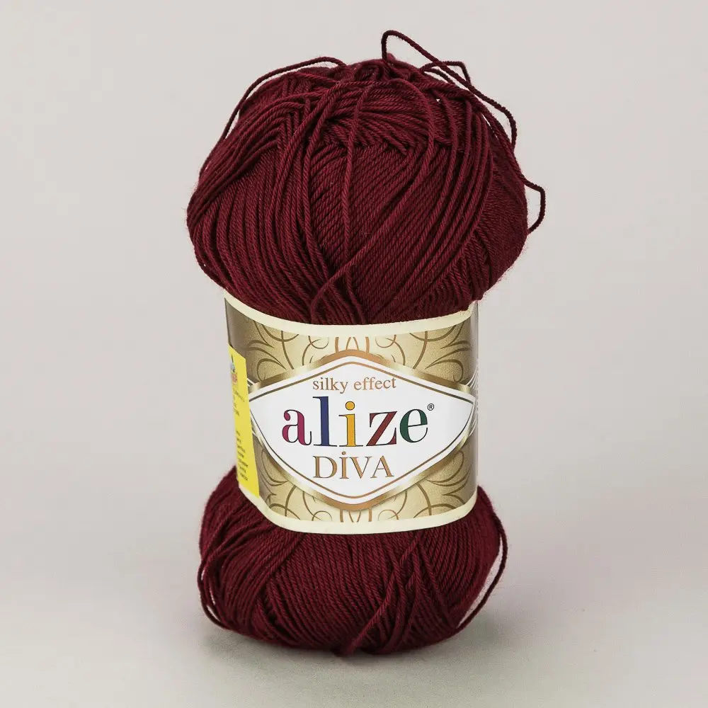 Pletací / háčkovací příze Alize DIVA 57 bordó, jednobarevná, 100g/350m
