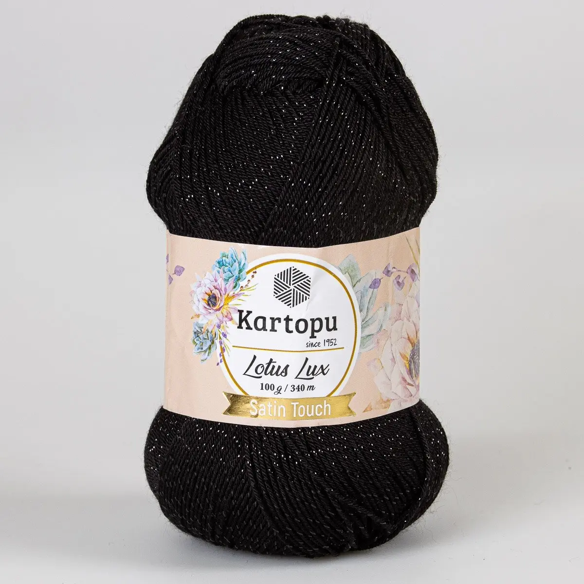 Pletací / háčkovací příze Kartopu LOTUS LUX K940 černá s lurexem, efektní 100g/340m