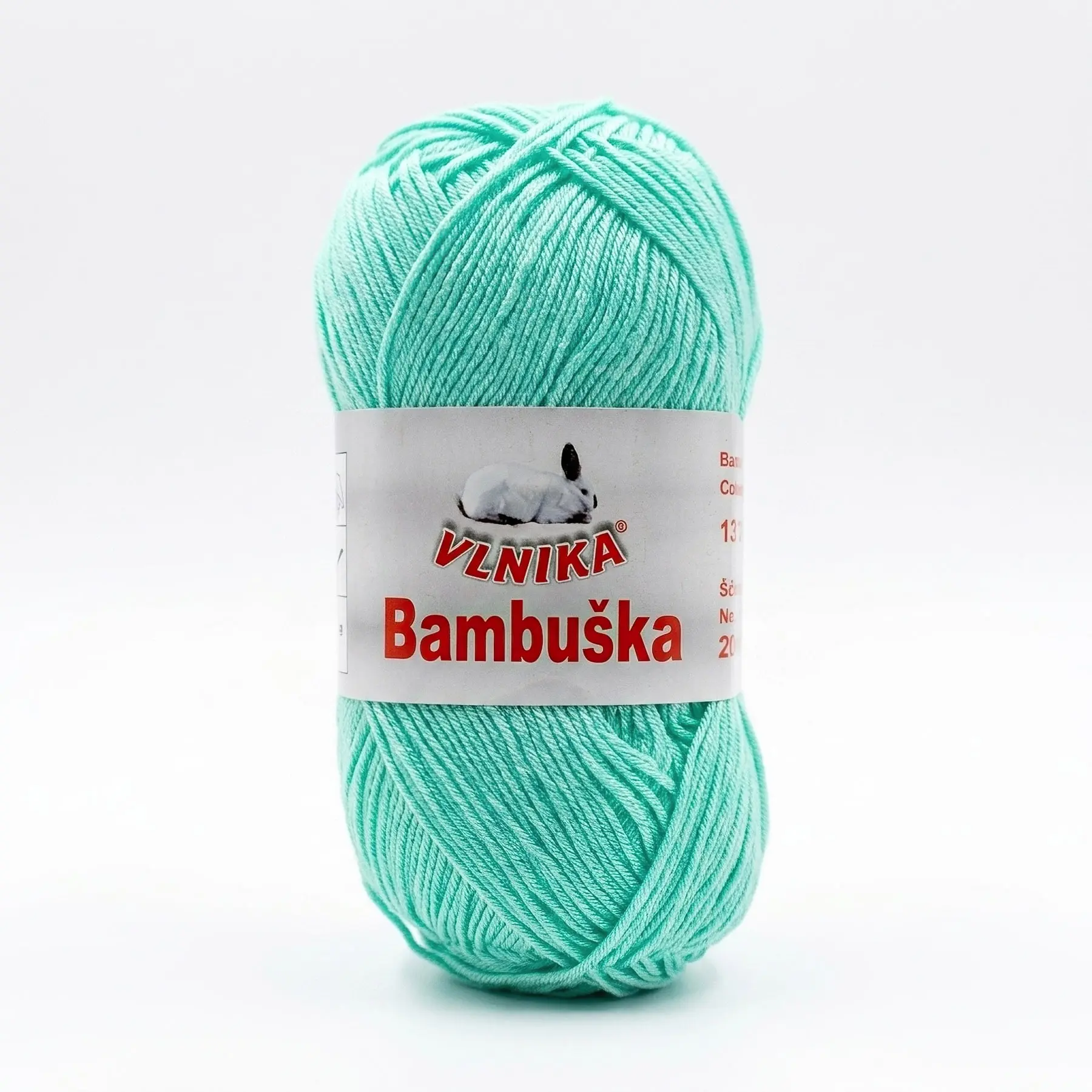 Pletací / háčkovací příze Vlnika BAMBUŠKA 13 mintová, klasická, bambusová, 50g/205m