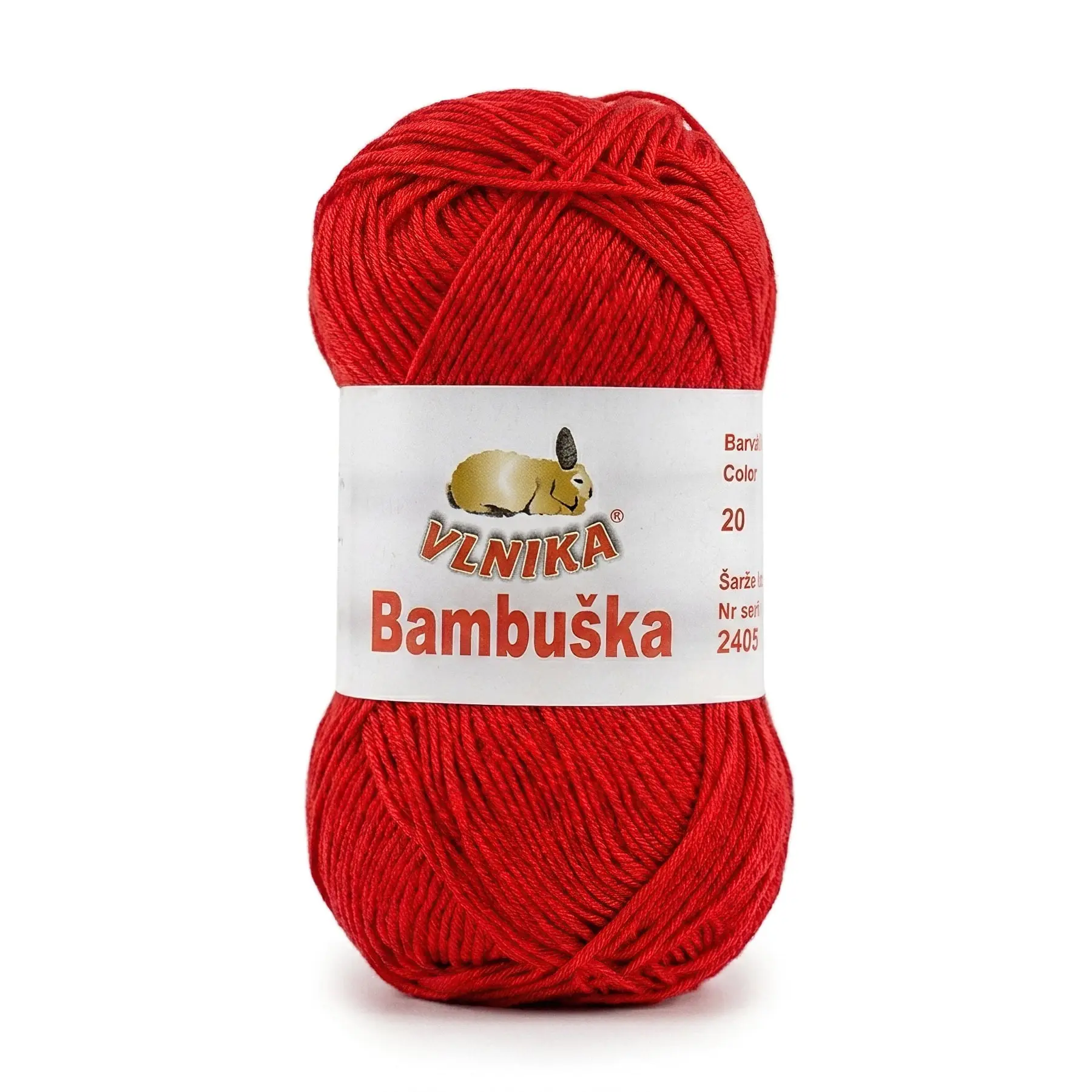 Pletací / háčkovací příze Vlnika BAMBUŠKA 20 červená, klasická, bambusová, 50g/205m