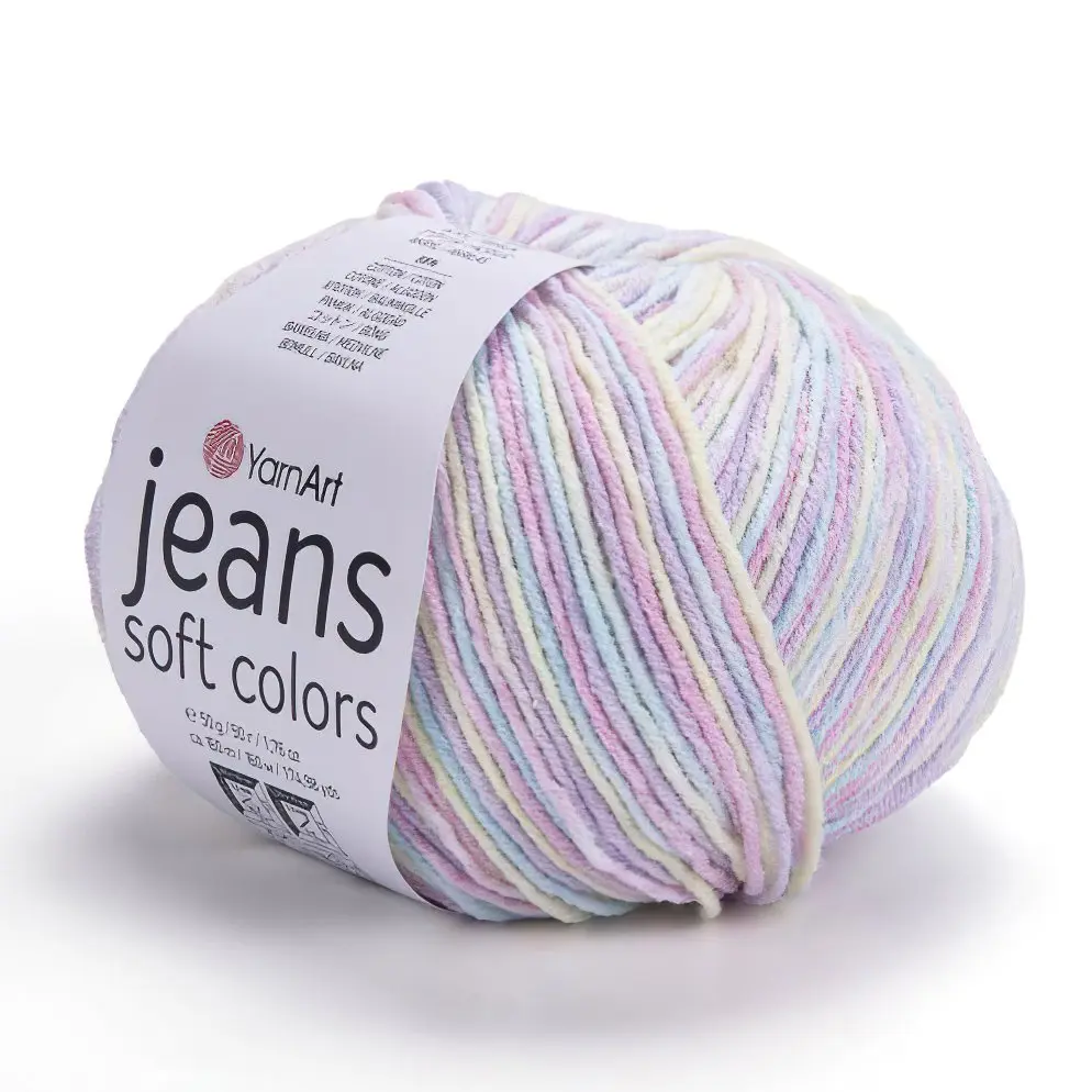 Pletací / háčkovací příze YarnArt JEANS SOFT COLORS 6212 sladká růžová, melírovaná, 50g/160m