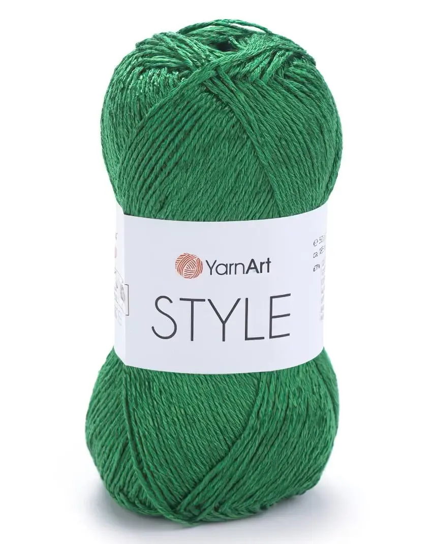 Pletací / háčkovací příze YarnArt STYLE 664 zelená, jednobarevná, viskózová, 50g/185m