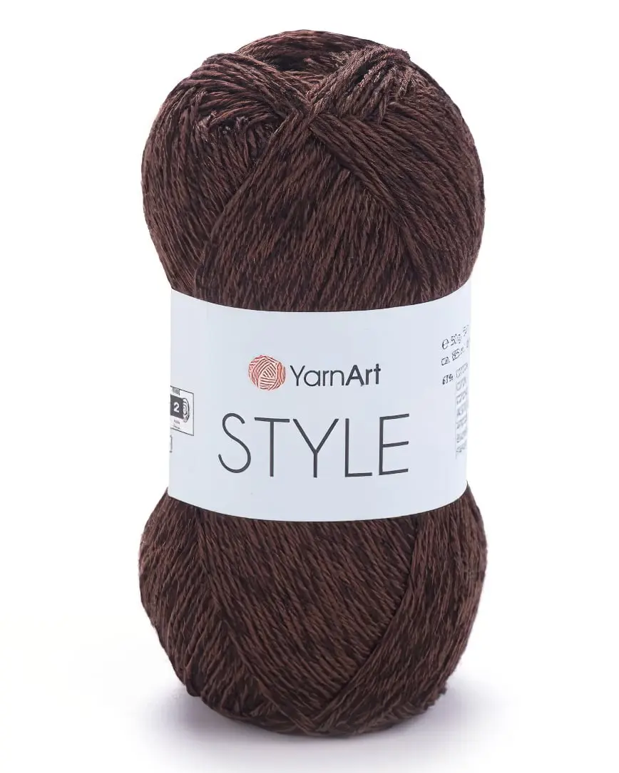 Pletací / háčkovací příze YarnArt STYLE 672 hnědá, jednobarevná, viskózová, 50g/185m