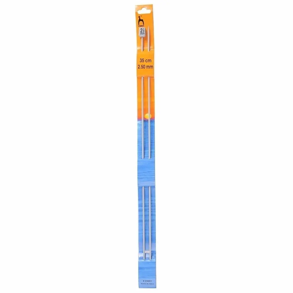 Storex Pletací jehlice PONY, hliníkové, rovné, 2 kusy, délka 35cm, velikost 2,5mm