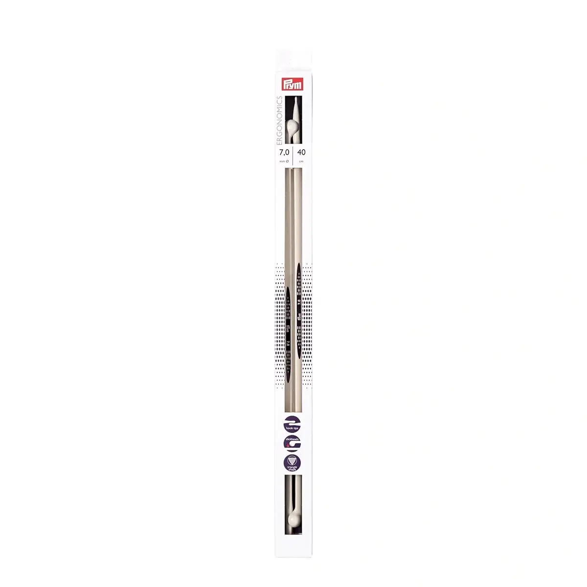 Prym pletací jehlice PRYM ERGO 190410, ergonomické plastové, rovné, 2 kusy, délka 40cm, velikost 7mm