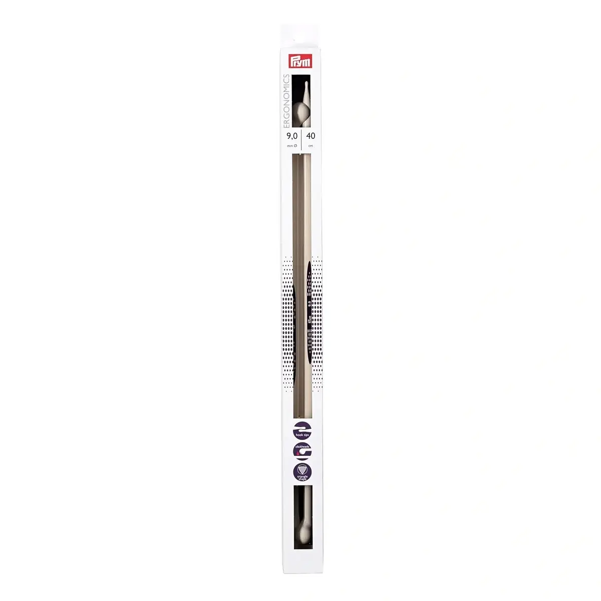 Prym pletací jehlice PRYM ERGO 190412, ergonomické plastové, rovné, 2 kusy, délka 40cm, velikost 9mm