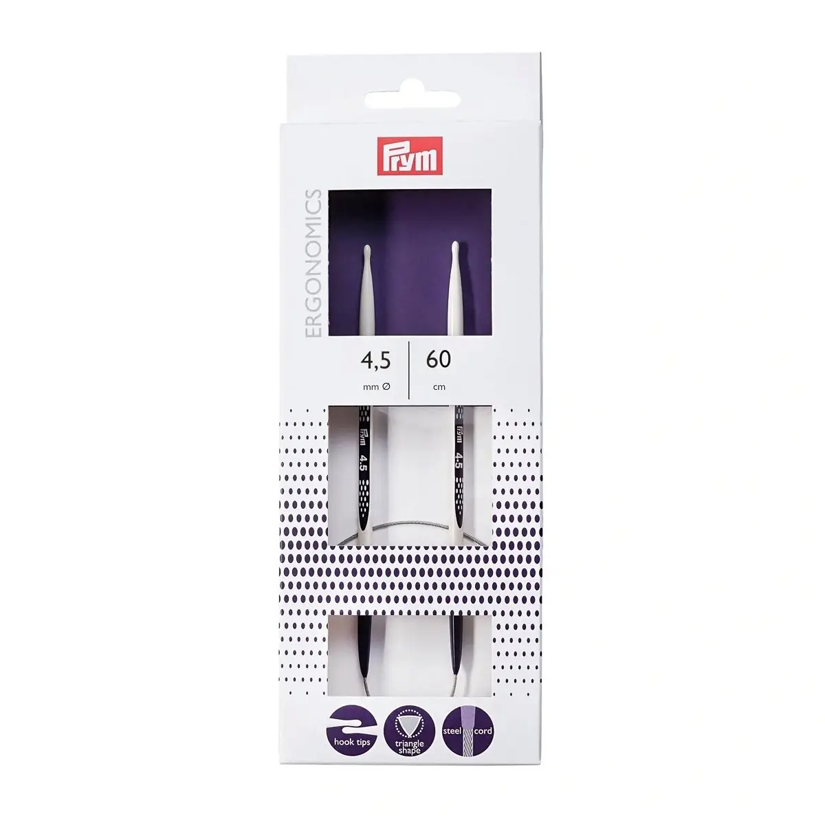 Prym pletací jehlice PRYM ERGO 215605, ergonomické plastové, kruhové, 1 kus, délka 60cm, velikost 4,5mm