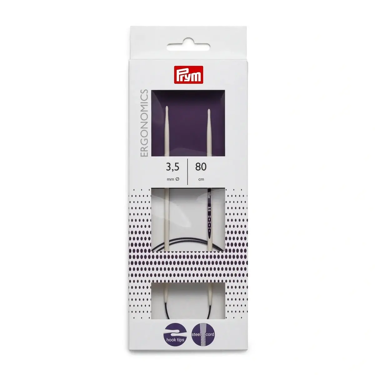 Prym pletací jehlice PRYM ERGO 215813, ergonomické plastové, kruhové, 1 kus, délka 80cm, velikost 3,5mm