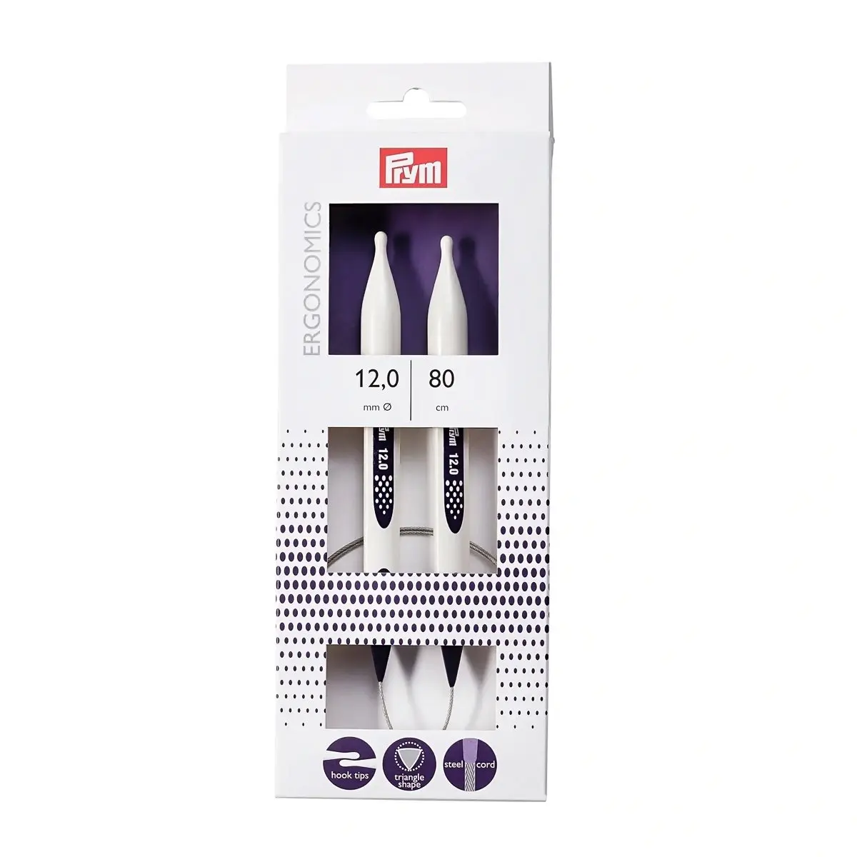 Prym pletací jehlice PRYM ERGO 215813, ergonomické plastové, kruhové, 1 kus, délka 80cm, velikost 12mm