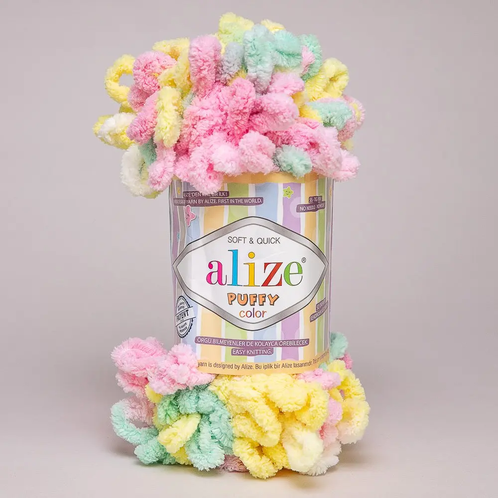 Příze s oky Alize PUFFY COLOR pro ruční pletení bez jehlic,