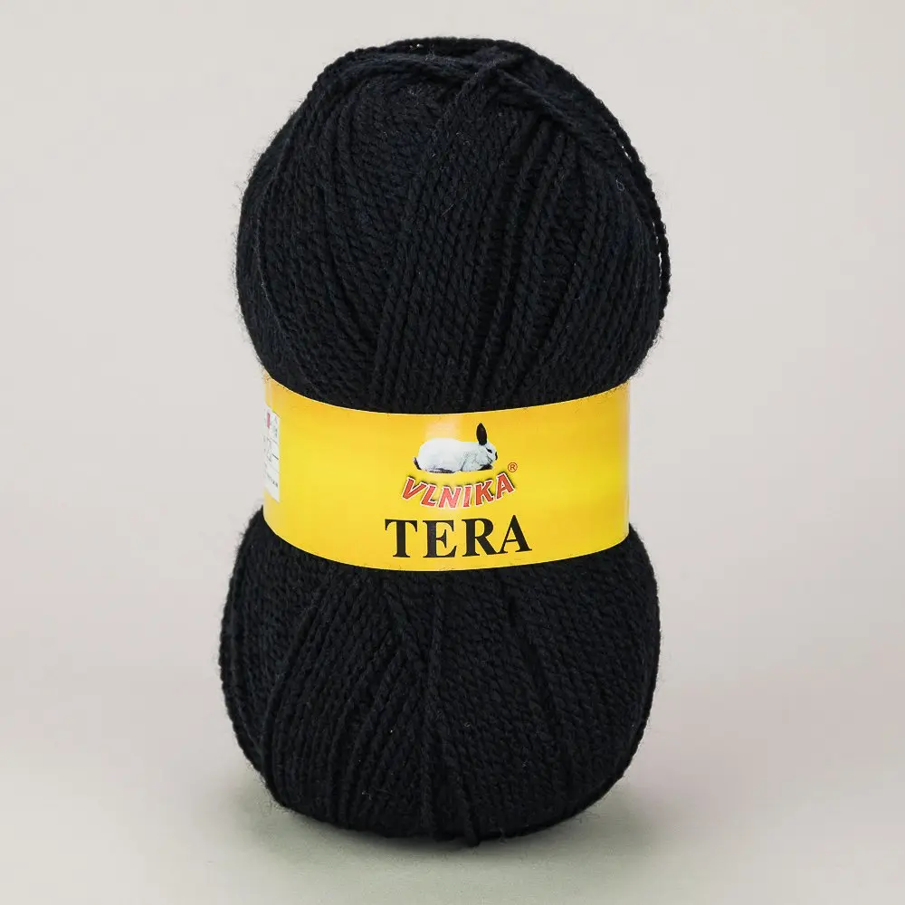 Pletací příze Vlnika TERA 45 černá, klasická, 100g/310m
