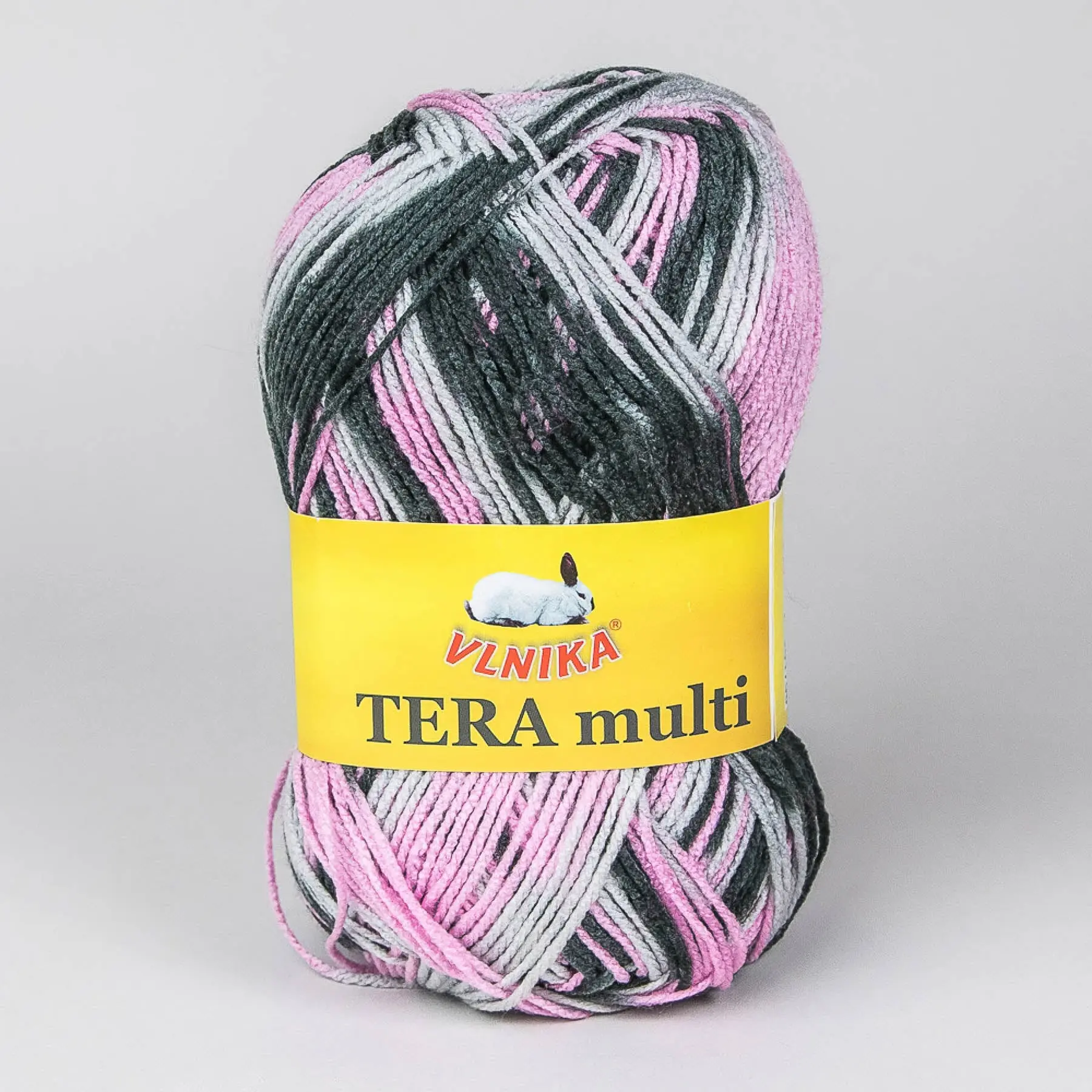 Pletací příze Vlnika TERA MULTI 800 černo-růžovo-šedá, melírovaná, 100g/300m