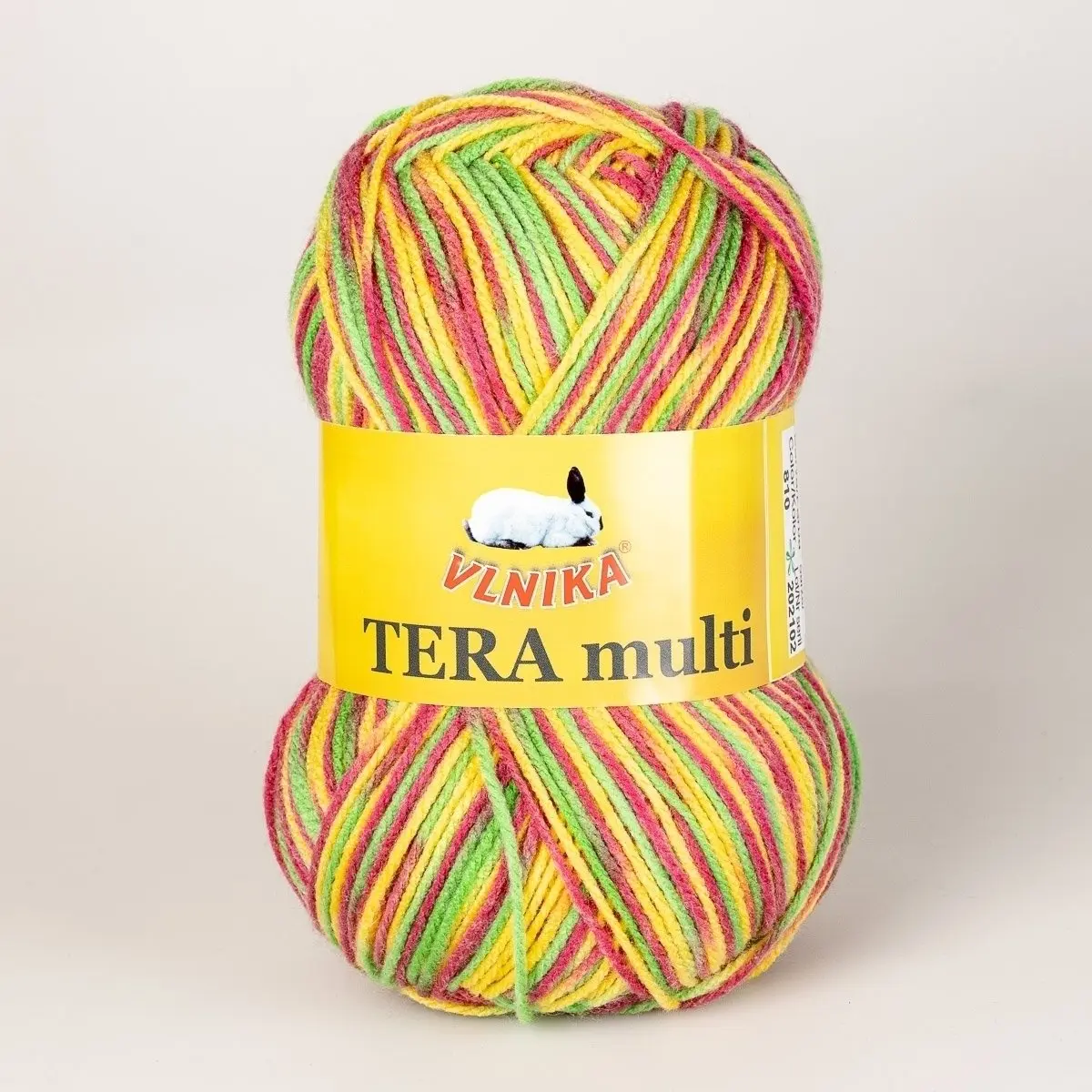 Pletací příze Vlnika TERA MULTI 810 růžovo-zeleno-žlutá, melírovaná, 100g/300m