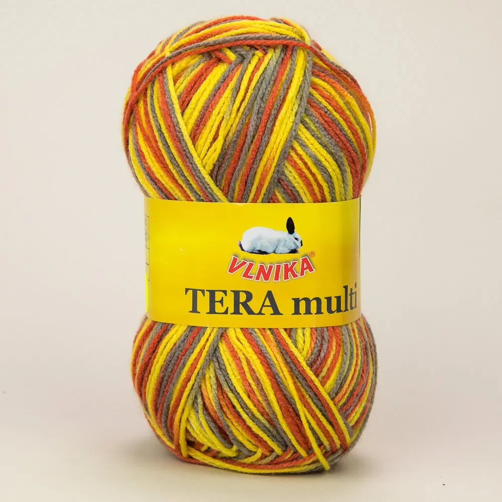 Pletací příze Vlnika TERA MULTI 824 žluto-šedá, melírovaná, 100g/300m