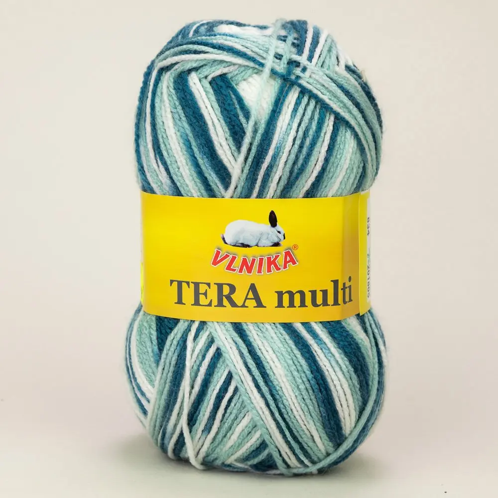 Pletací příze Vlnika TERA MULTI 834 modro-bílá, melírovaná, 100g/300m