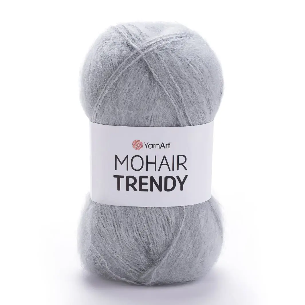 Pletací příze YarnArt MOHAIR TRENDY 113 světle šedá jednobarevná, chlupatá, 100g/300m