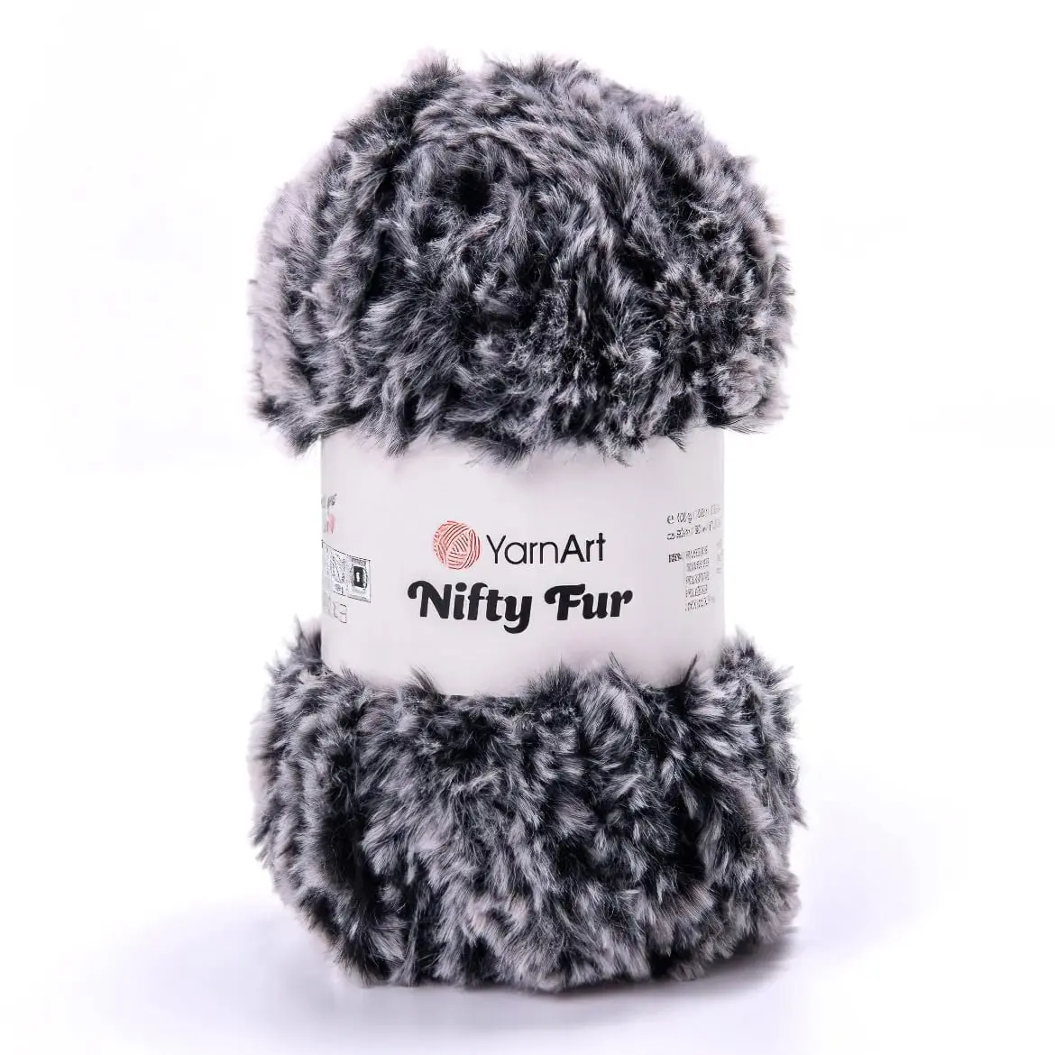 Pletací příze YarnArt NIFTY FUR 8416 černo-bílá, chlupatá, efektní, 100g/80m
