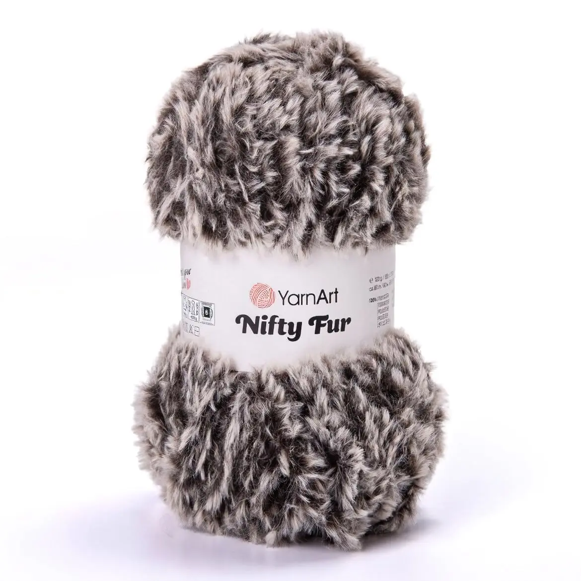 Pletací příze YarnArt NIFTY FUR 8421 hnědo-bílá, chlupatá, efektní, 100g/80m