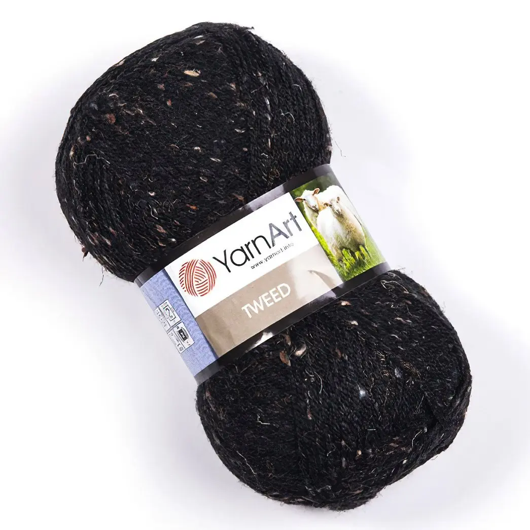 YarnArt pletací příze TWEED 228 černá s barevnými nopky, 100g/300m