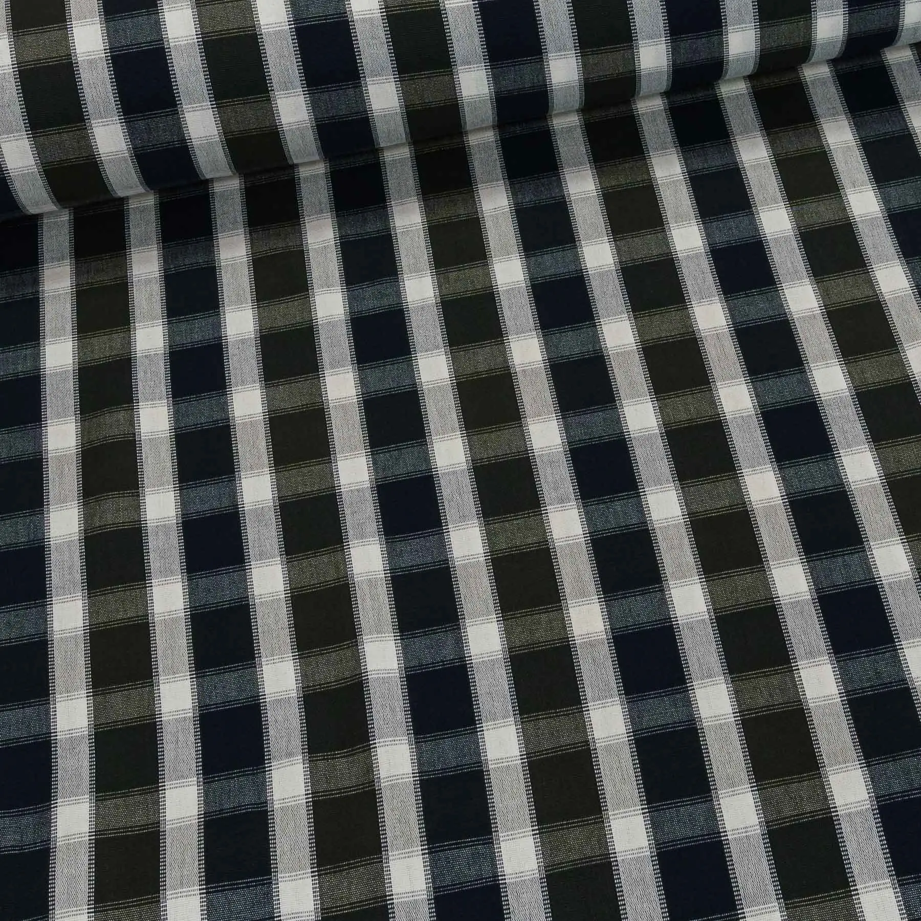 Potahové akrylové plátno (dralon, teflon) na zahradní nábytek, tmavě modro-šedé pruhokáro, š.180 (látka v metráži)