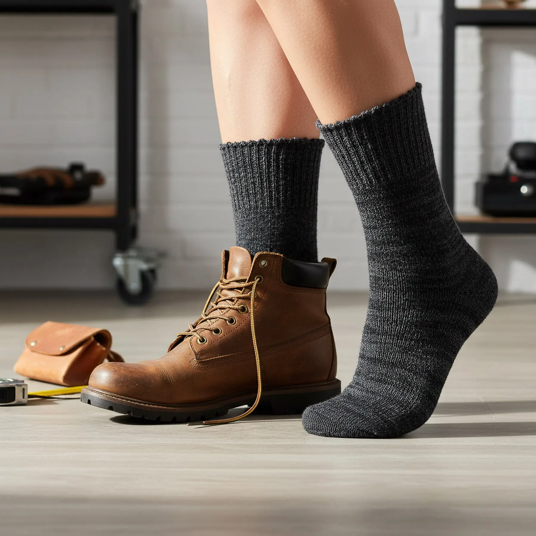 Bapon Vlněné, teplé pracovní ponožky, sibiřky HONZA, tmavě šedé, vysoké, unisex, vel. 46-47