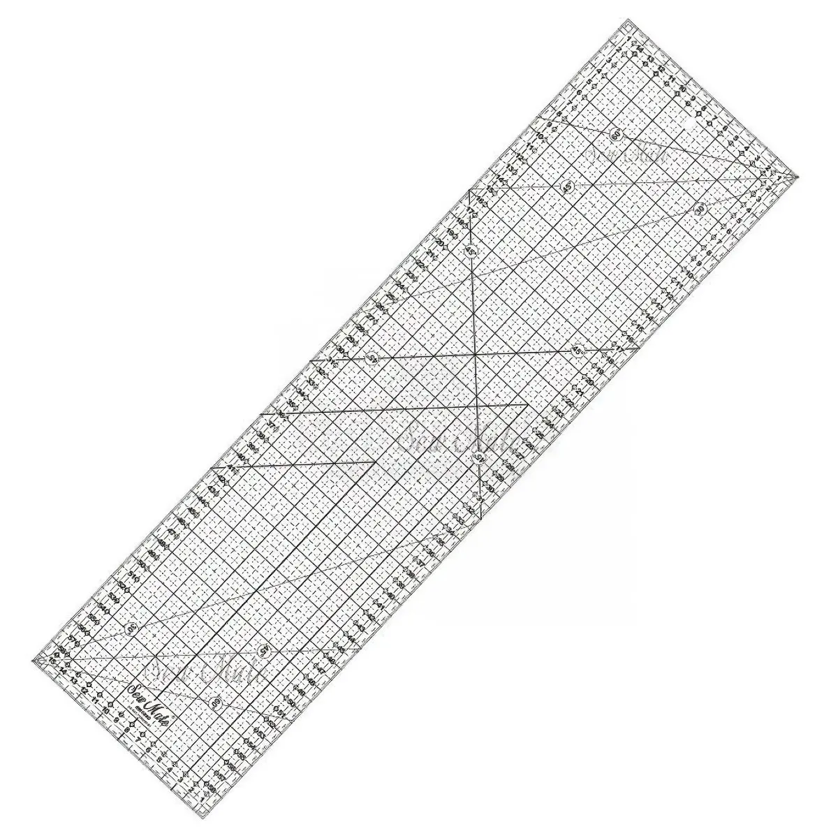 Donwei Rastrové pravítko na patchwork, látky DONWEI M1660 BK, černý popis, 16x60cm