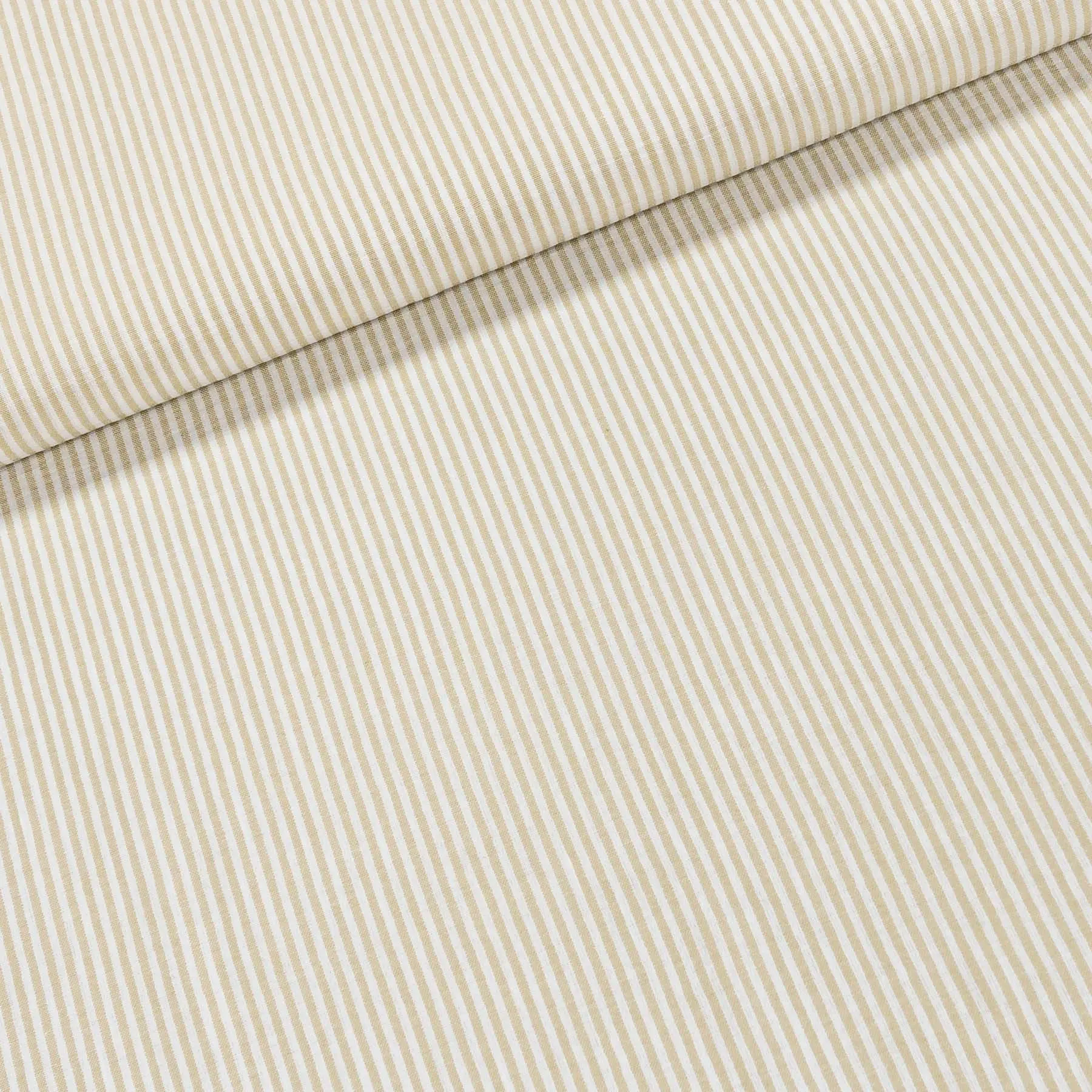 Šatovka polyesterová IMITACE LNU P1-5, béžovo-bílý proužek, š.150cm (látka v metráži)
