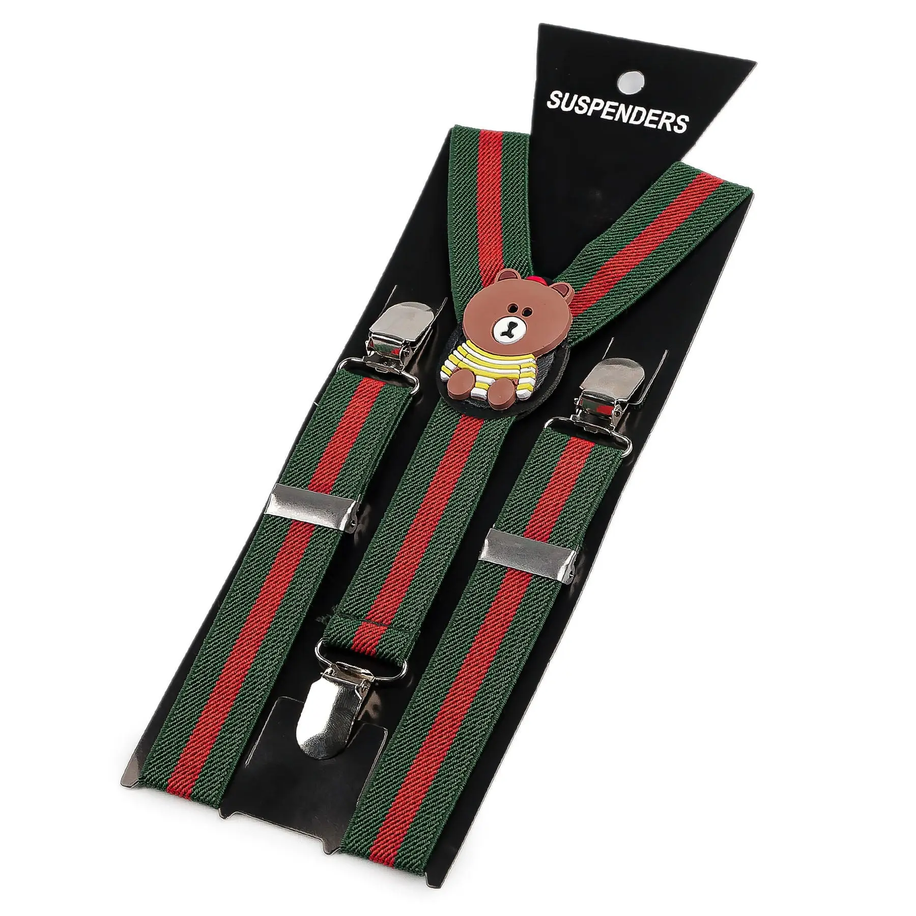 Stoklasa šle dětské, délka 60cm, šíře 2,5cm, tvar Y, MEDVÍDEK zelená tmavá, 650400/2