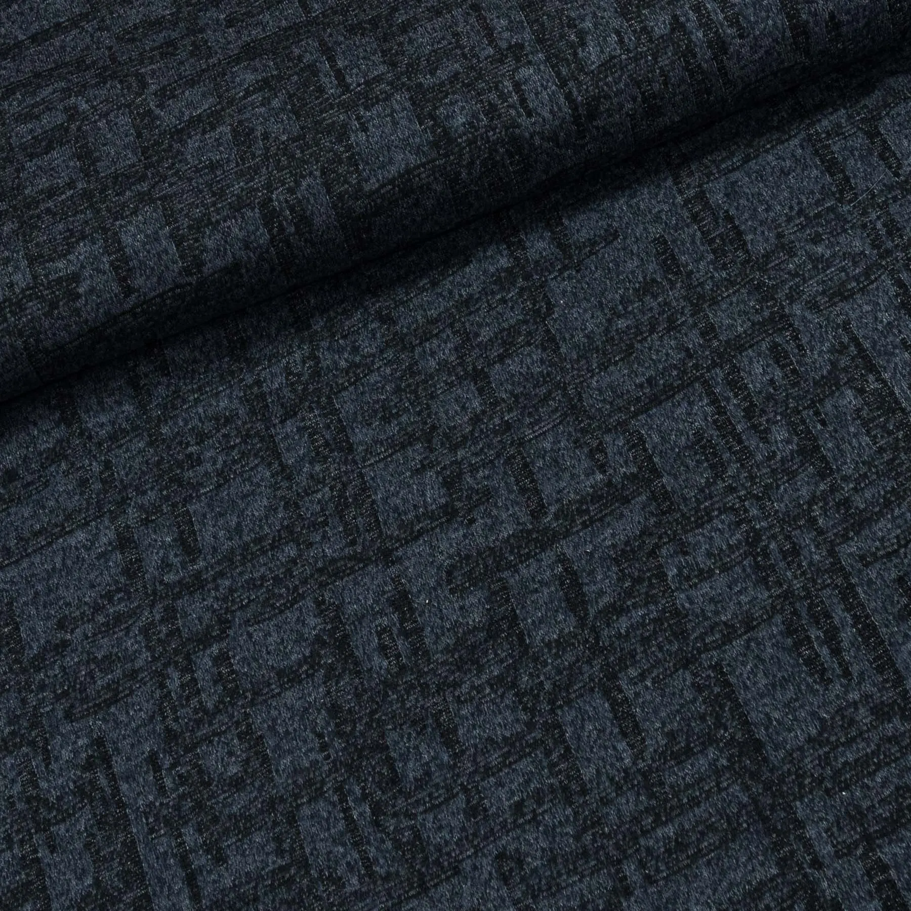 Směsový úplet N14089, černo-modrý geometrický vzor, š.150cm (látka v metráži)
