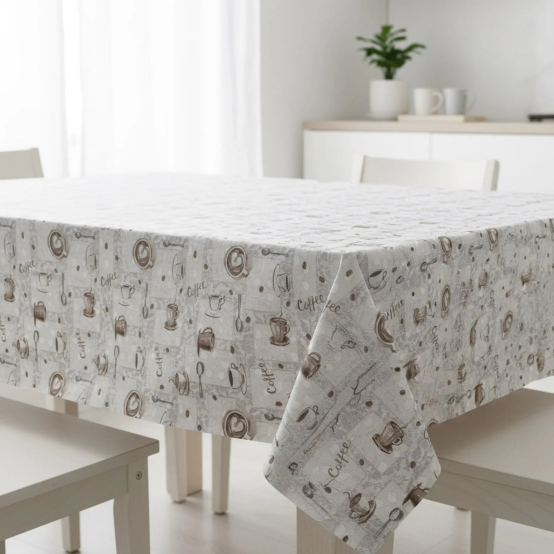 Ubrus PVC s textilním podkladem 1261-1, coffee šedé, š.140cm (metráž)