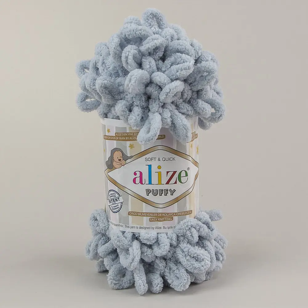 Pletací příze Alize PUFFY 87 šedá, efektní, 100g/9,2m