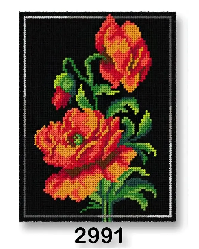 VTC Vyšívací předloha, obrázek na vyšívání 70246/2991 vlčí mák, červená, 18x24cm