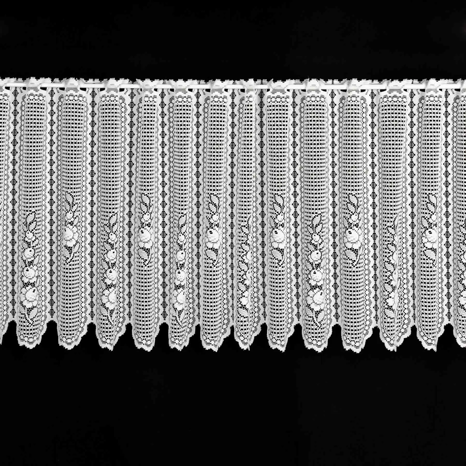 Brilltex žakárová vitrážová záclona 912, květnový vzor, bílá, výška