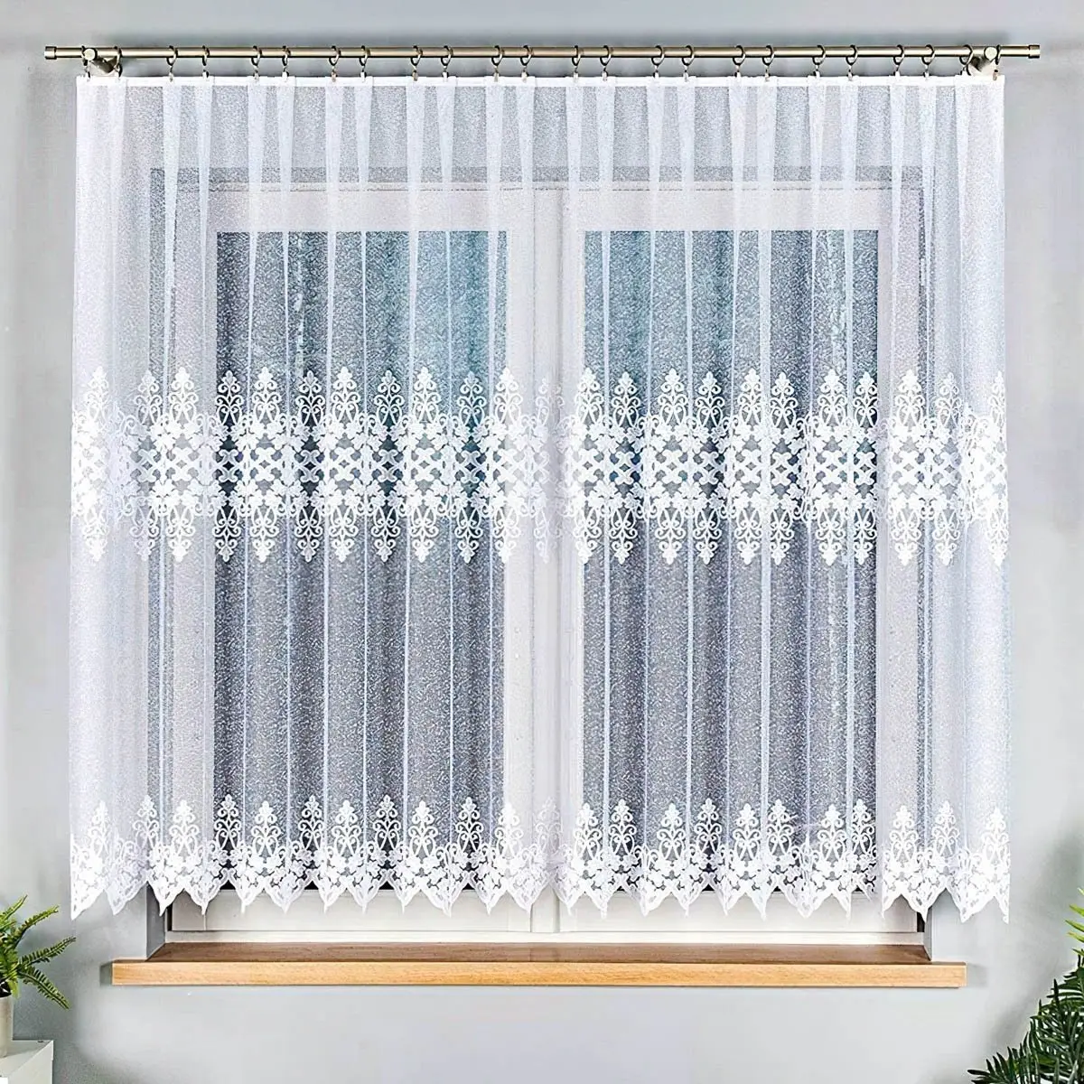 Buona Ventura žakárová 181043 ornamenty, s bordurou, bílá, výška