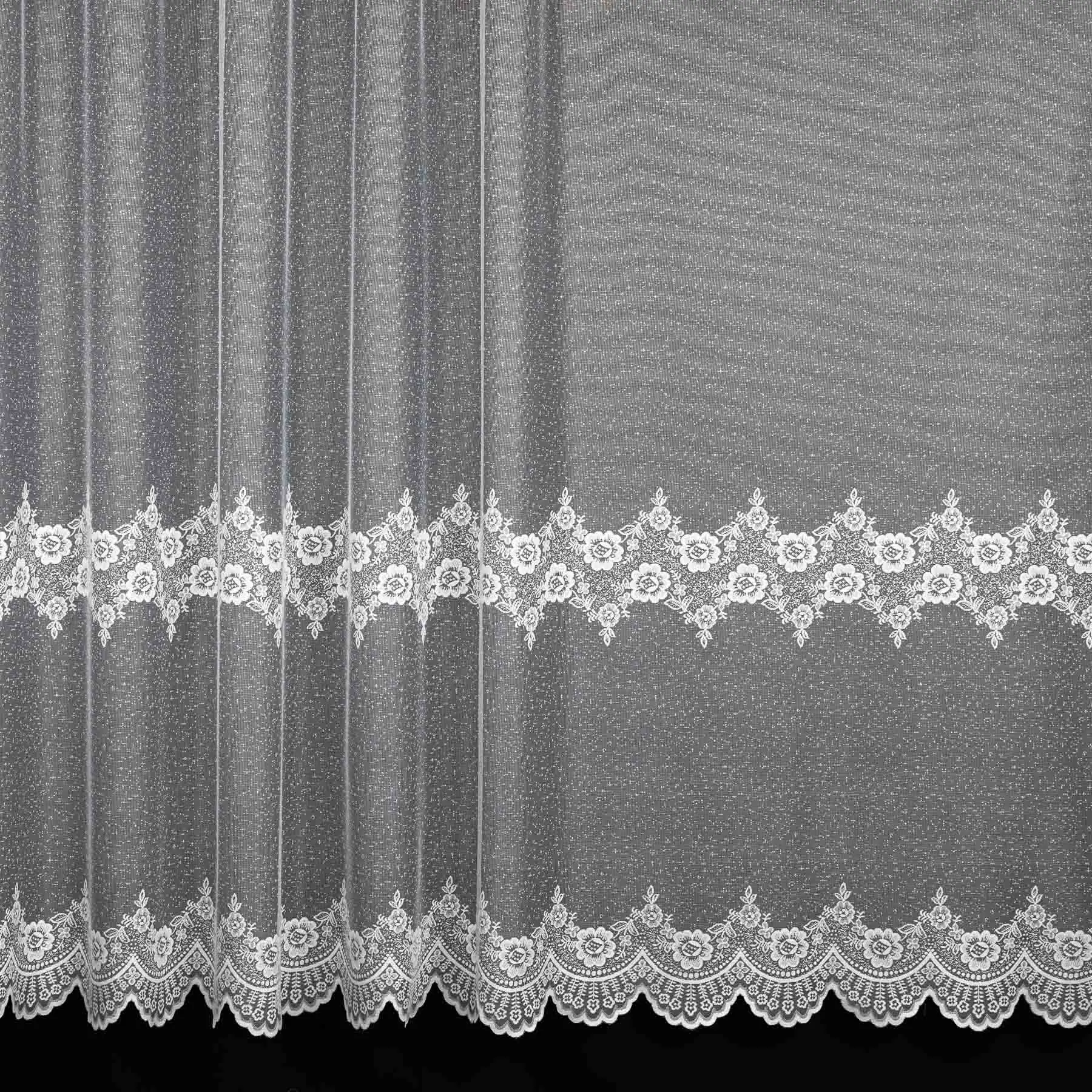 Brilltex Ventura žakárová 54269, květinový vzor, s bordurou, bílá, výška
