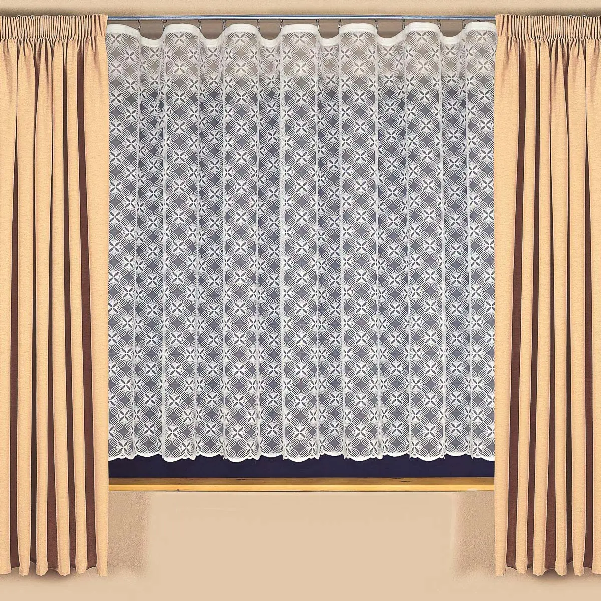 Tylex žakárová záclona A3910 ornamenty, celoplošný vzor, bílá, výška 250cm (v metráži)