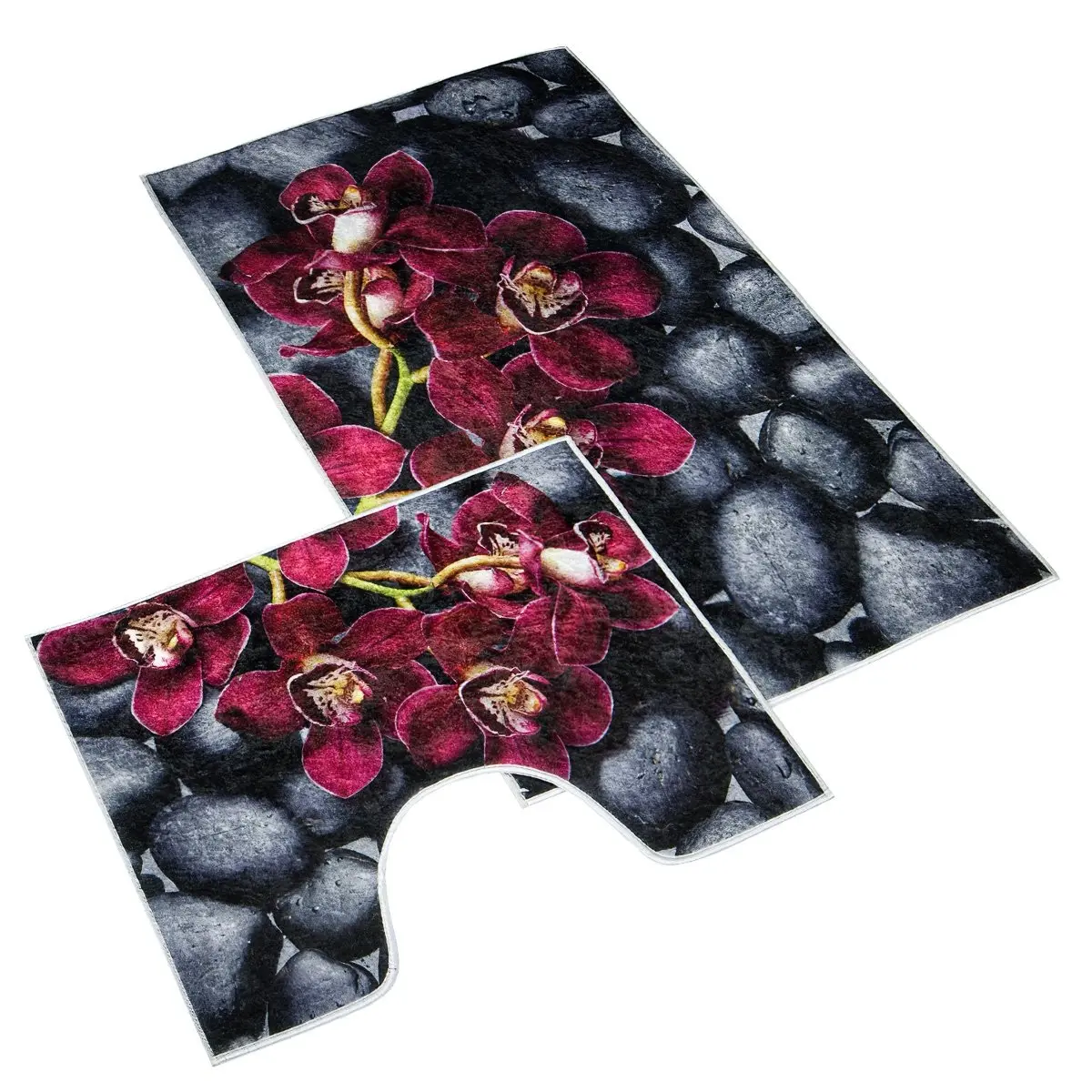 Bellatex koupelnová souprava 3D FOTOTISK ORCHIDEA, 100x60cm (předložka) + 60x50cm (na WC)