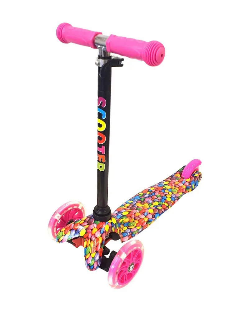 Koloběžka tříkolová MINI SCOOTER se svítícími kolečky, BONBON
