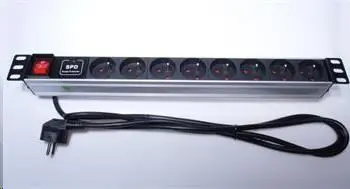 PremiumCord Panel napájecí 1U do 19" racku, 8x230V, přepěťová ochrana, 2m kabel, vypínač