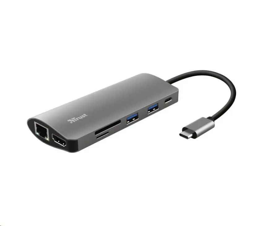 TRUST Dokovací stanice DALYX USB-C 7v1, 1xHDMI, 1xUSB-C, 2xUSB, 1x RJ45, šedá