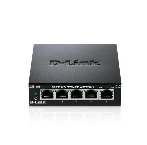 D-Link DES-105 kovový 5-port 10/100 Desktop Switch DES-105/E