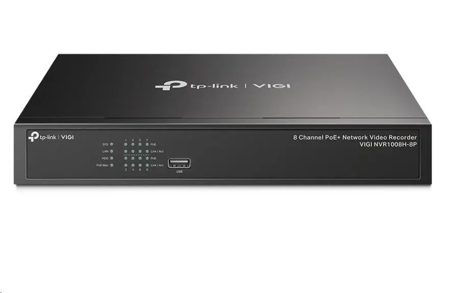 TP-Link VIGI NVR1008H-8P v1.2 (P/N:1775500035), videorekordér, 8 channels, 8xPoE, 1x100Mb/s LAN, 1xVGA, 1xHDMI, 2xUSB2.0
