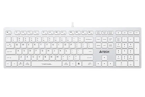 A4tech Klávesnice FX50, kancelářská nízkoprofilová klávesnice, CZ, bílá