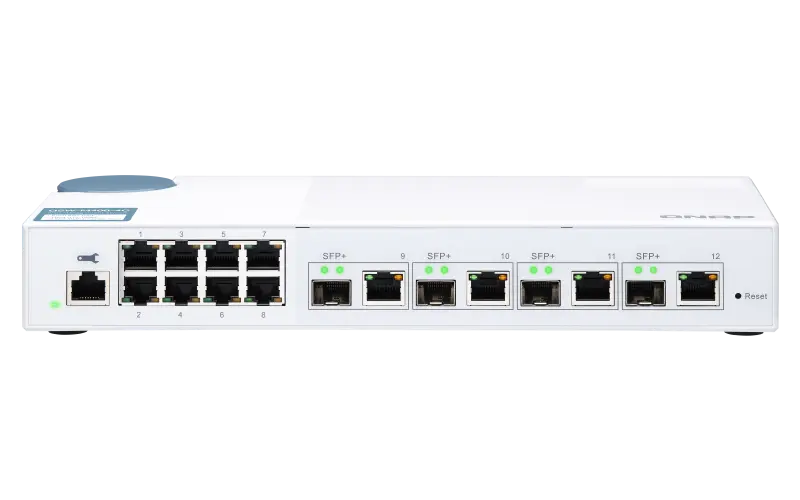 QNAP řízený switch QSW-M408-4C (12 portů: 8x Gigabit port + 4x 10G SFP+ / 10GbE kombo porty)