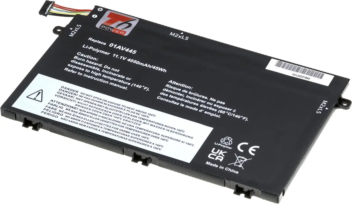 Baterie T6 Power pro Lenovo ThinkPad E480, E490, E580, E590, E14, E15, 4050mAh, 45Wh, 3cell, Li-pol