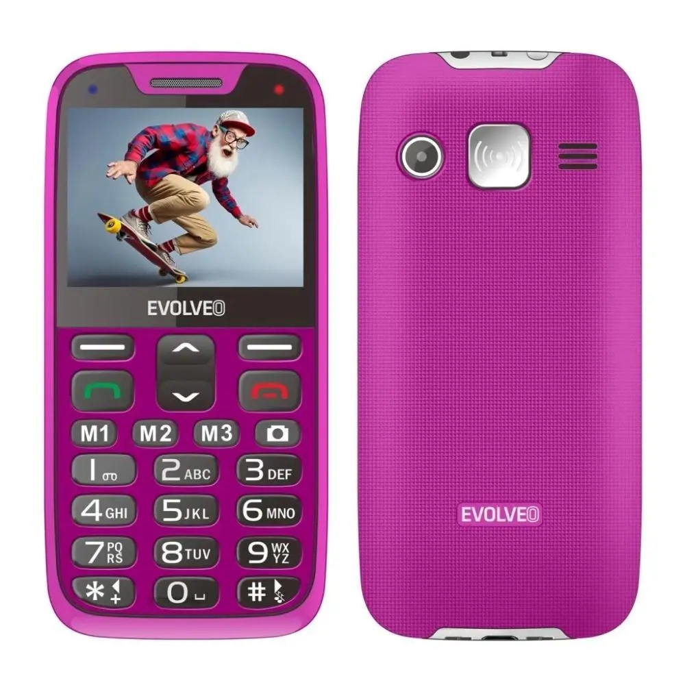 EVOLVEO EasyPhone XR, mobilní telefon pro seniory s nabíjecím stojánkem, růžový